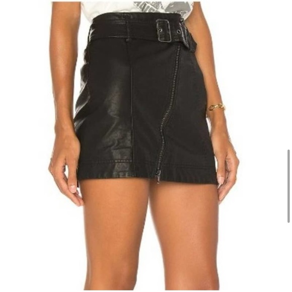 NWT Free People Feelin Free Vegan Leather Belted Mini Skirt - Picture 7 of 13